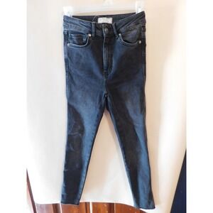 We The Free Anthropologie Skinny Jeans Size 26 Black Wash High Rise Frayed Hem